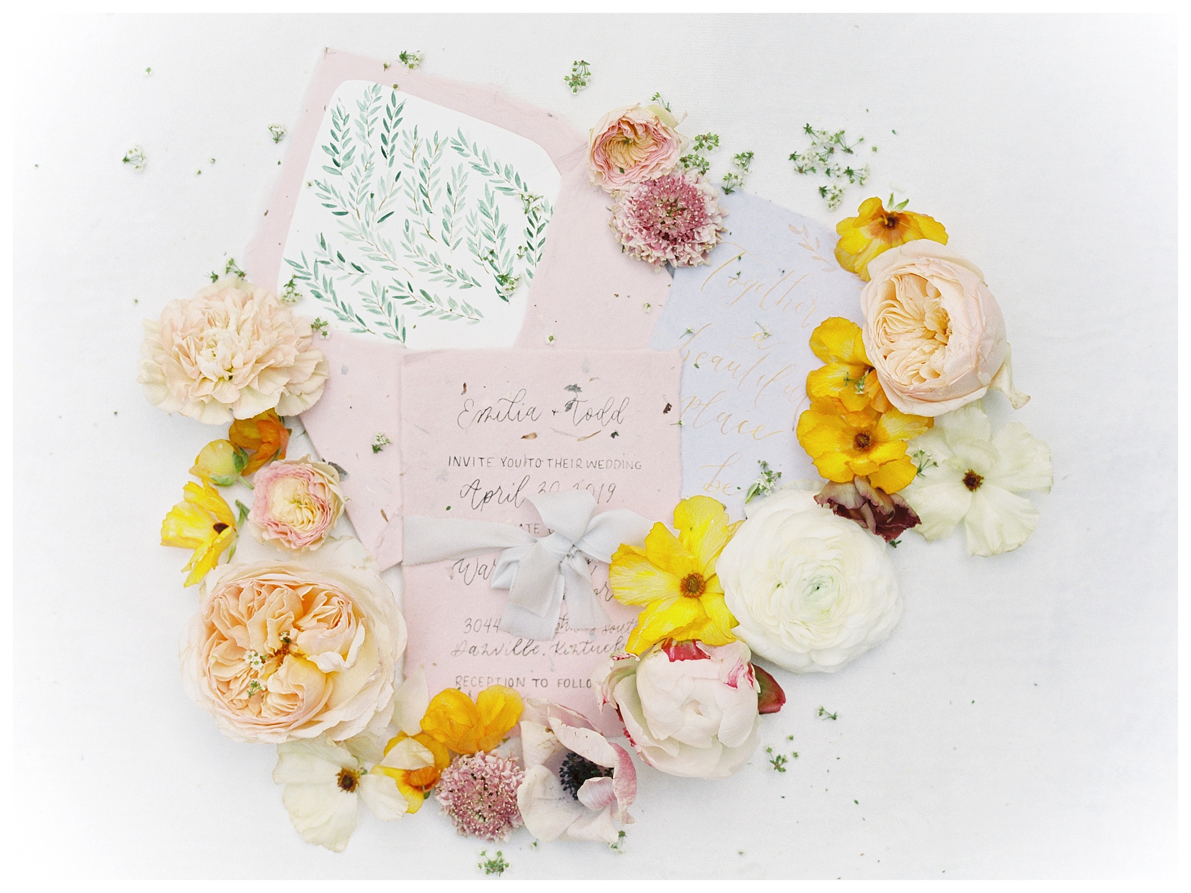 Floral spring wedding invitations